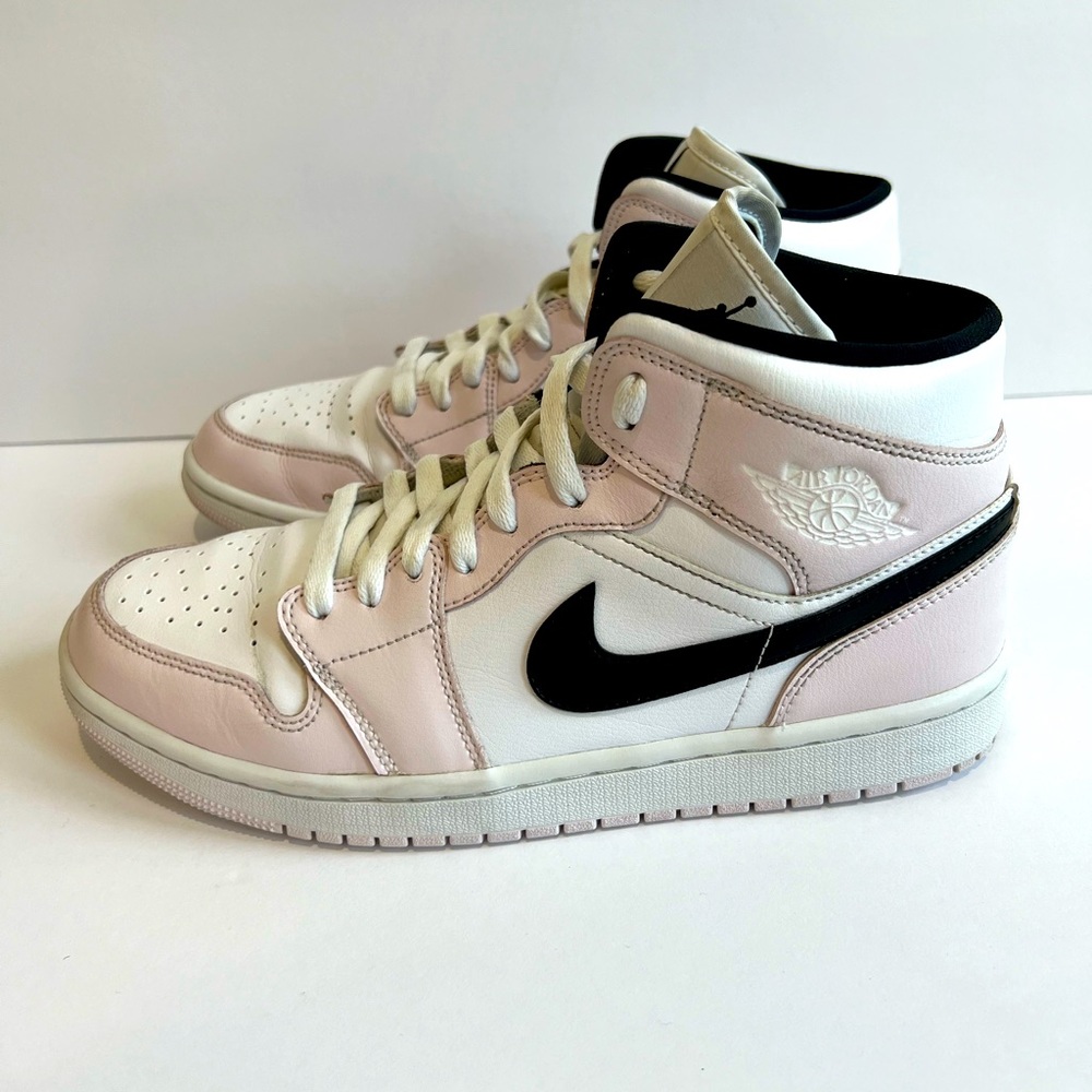 Jordan 1 Mid Barely Rose Pink White Nike - Size 10 W